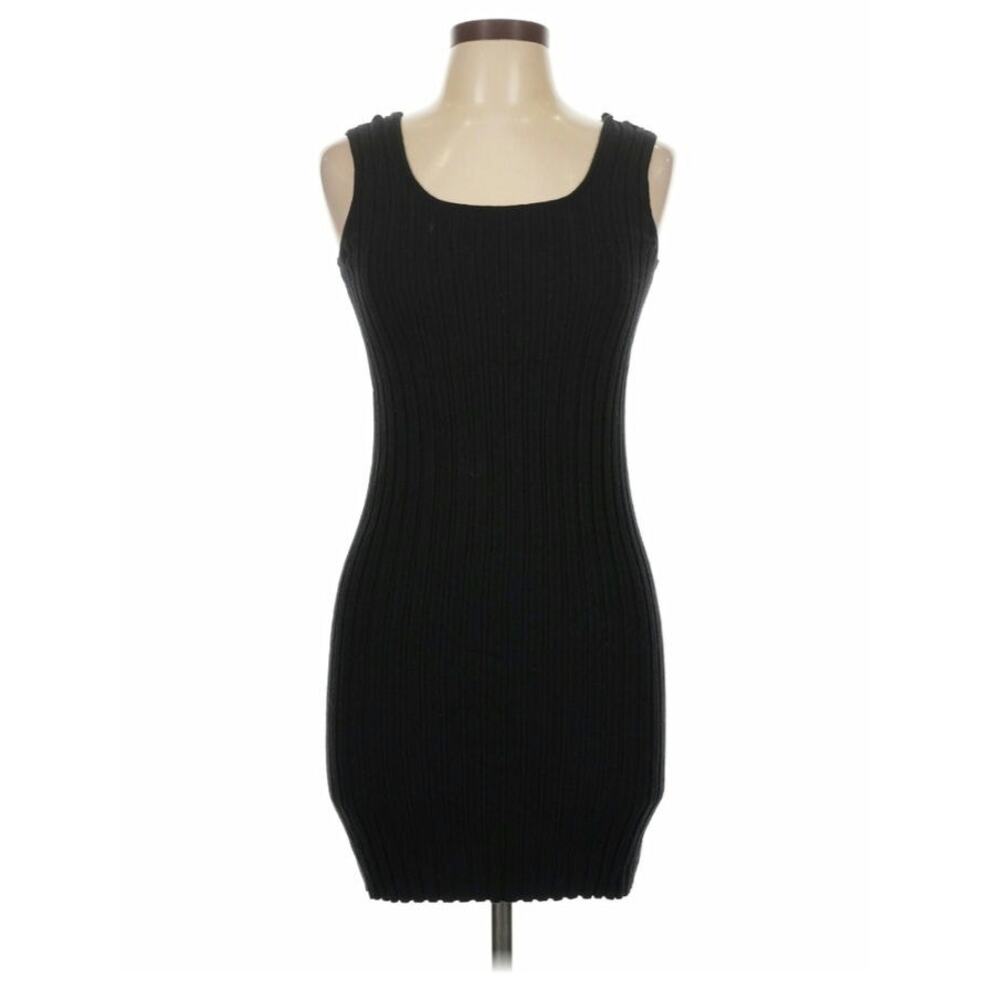 Black Ribbed Knit Tank Dress Bodycon NWT sz. M measurements in listing